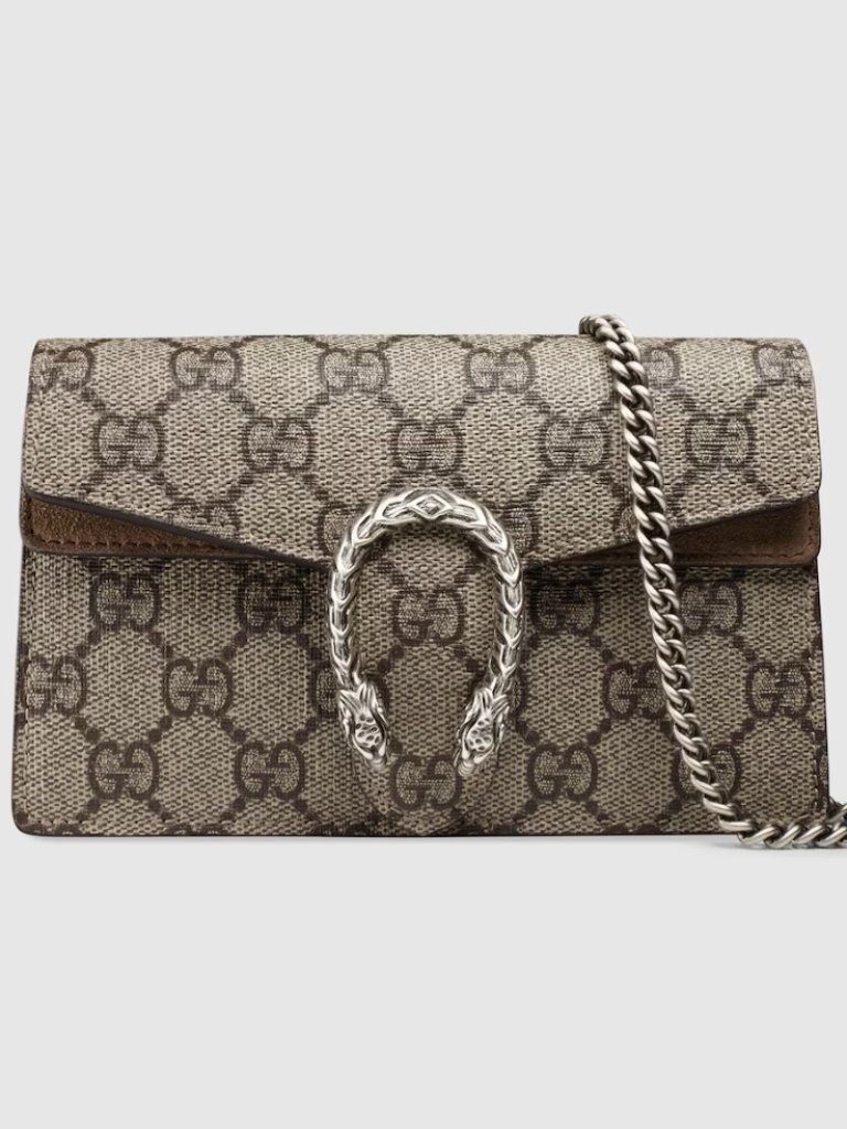 Gucci Beige Brown Gg Supreme Dionysus Crossbody Bag